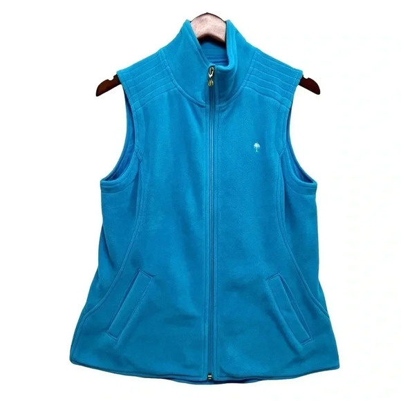 Lilly Pulitzer Fleece Vest Jacket Zip Up Turquoise Aqua Blue Outdoor sports S - Picture 2 of 8